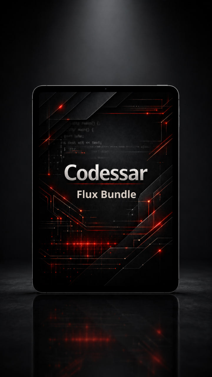 Codessar Flux Bundle packaging on a dark background