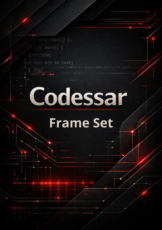Codessar Frame Set with technical design elements on a dark background