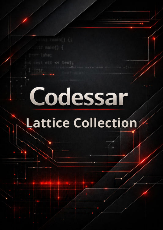 Codessar Lattice Collection with technical design elements on a dark background