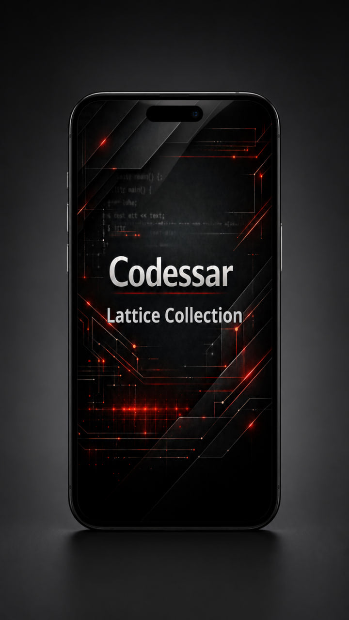 Phone case with Codessar branding on a dark background