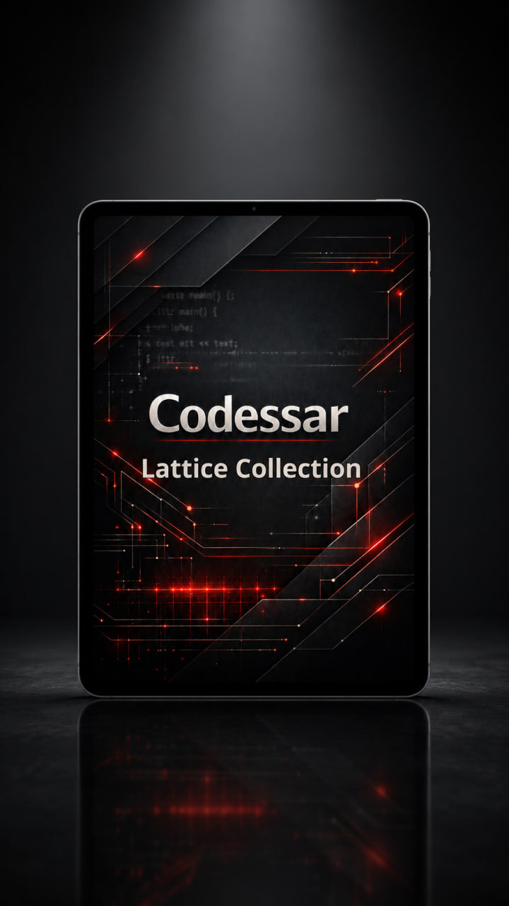 Tablet displaying Codessar Lattice Collection on a dark background