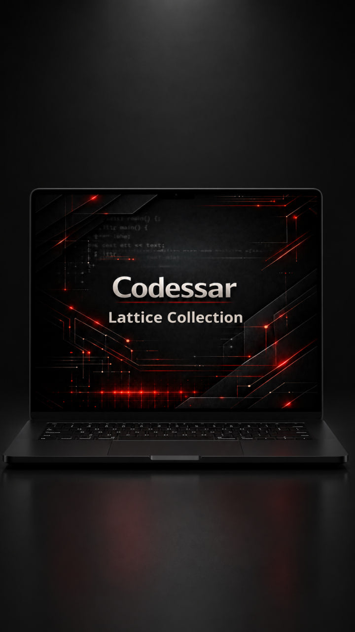 Laptop displaying 'Codessar Lattice Collection' on a dark background