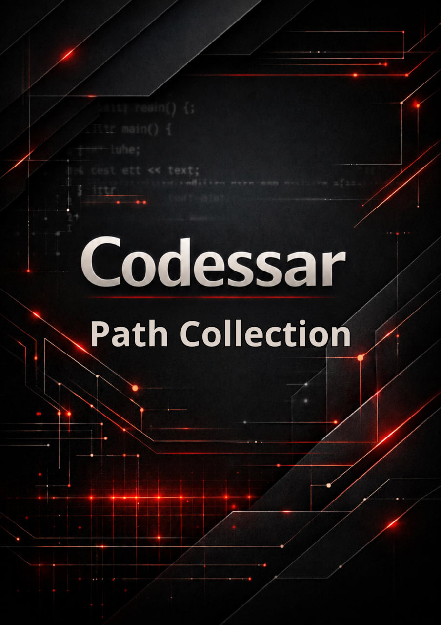 Codessar Path Collection with technical design elements on a dark background