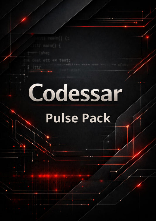 Codessar Pulse Pack with technical design elements on a dark background
