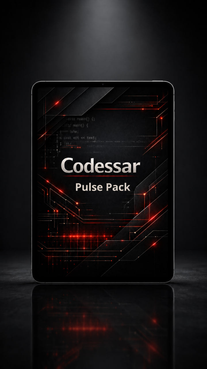 Codessar Pulse Pack on a dark background with digital design elements