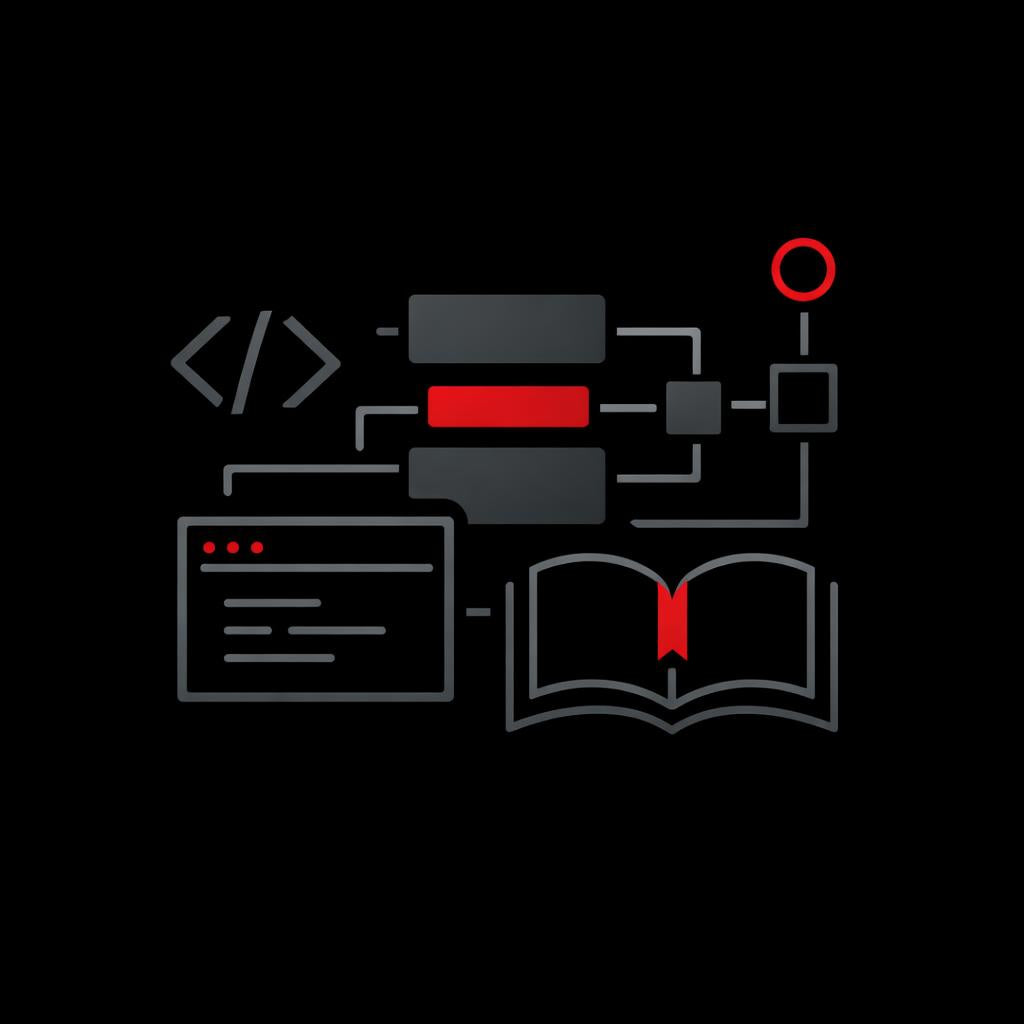 Illustration of coding elements on a black background